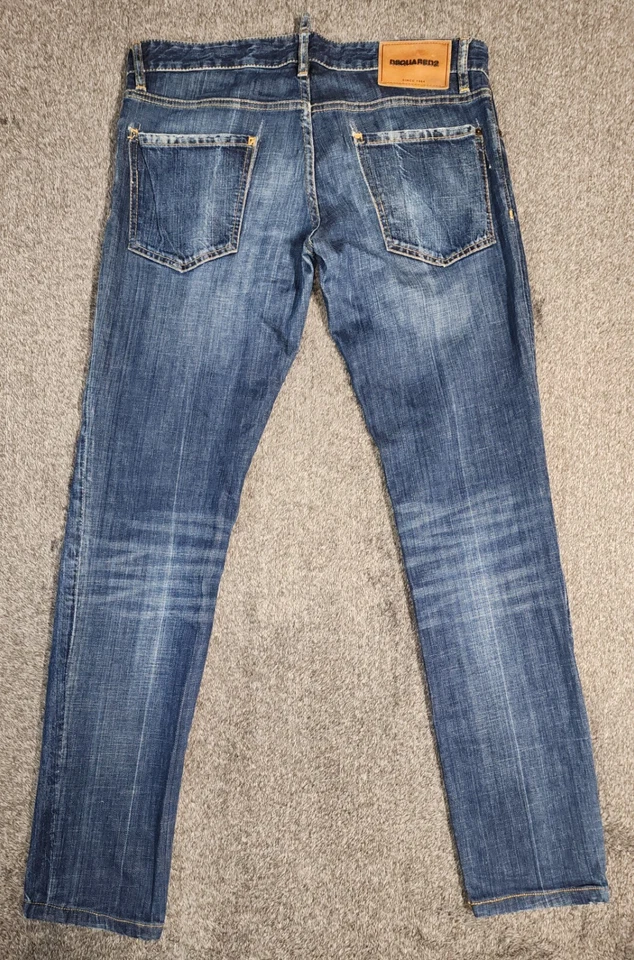 Jean DSQUARED2 Hombre Lujo Delgado Azul Talla 48 34x32 Hecho en Italia 02PR/2017/2937/1 Foto 2 de 4