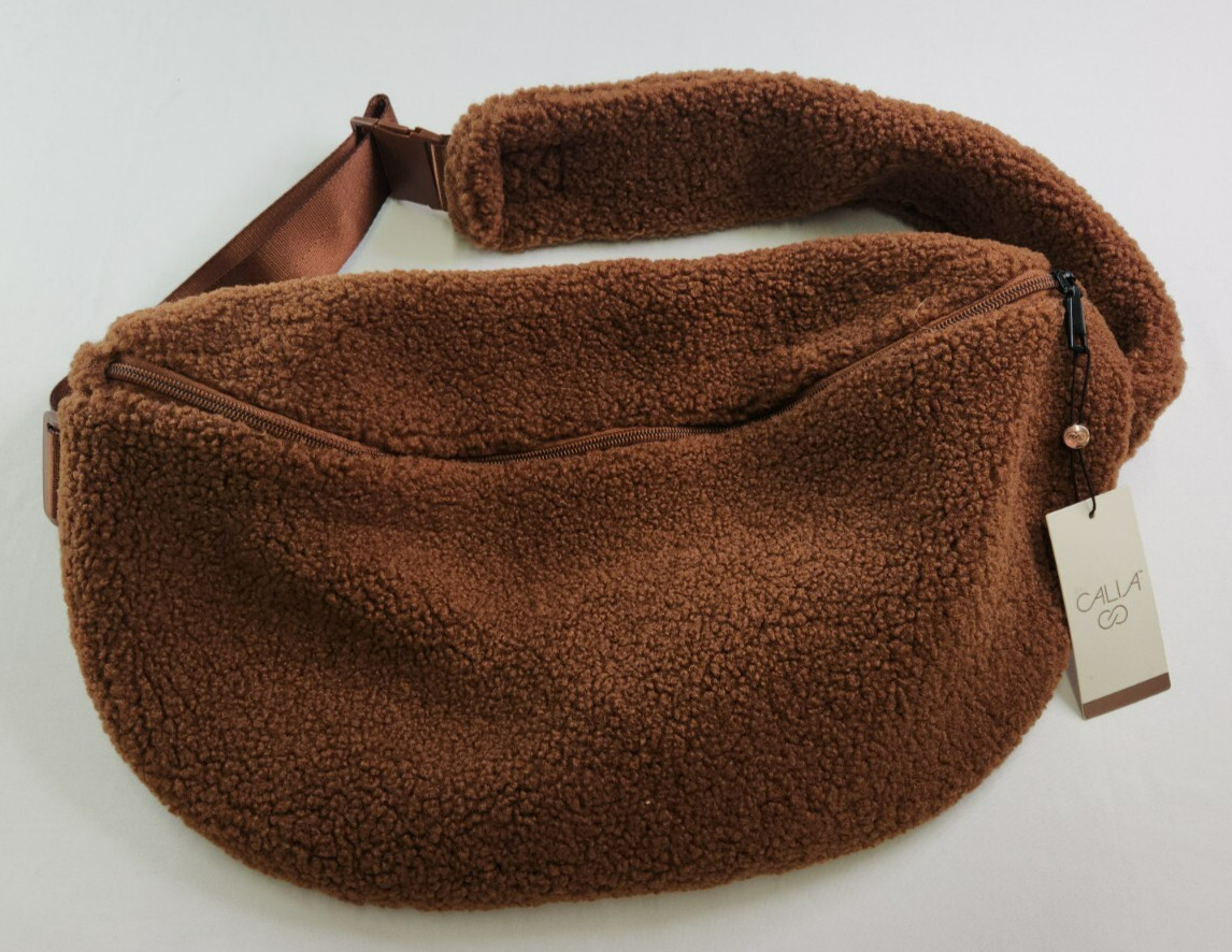 Calia Womens Rocky Mountain Brown Sherpa Large Sling Bag 17'x10'x6' Adjustable S