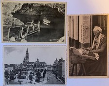 Vintage 1950s Belgian Postcards: Place Verte, Antwerp; Grottes de Han-sur-Lesse