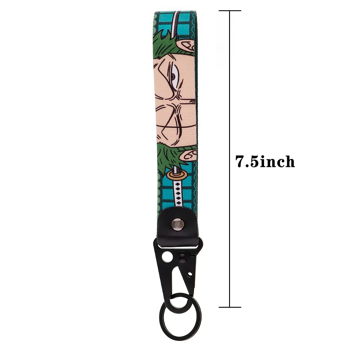 Roronoa Zoro One Piece Anime Green Lanyard Wrist Strap Hook Key