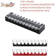 600V 15A 10P Double Row Wire Barrier Terminal Block With 2 Connector Strips