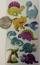 SILLY DINOSAUR Prismatic Stickers 9pc Prehistoric  T-Rex  Reptile  Eggs  Fossils