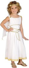 Grecian Goddess Greek Roman Toga Queen Fancy Dress Up Halloween Child Costume