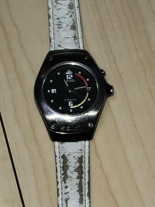 SEIKO KINETIC 3M22-0D30 自動巻き時計 Seiko 3M22-0D30 Vintage Stainless Steel Metal Kinetic Mens Watch