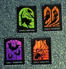 2019USA #5420-5423 Forever Spooky Silhouettes - Set of 4 Singles Mint  halloween