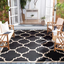 SAFAVIEH Indoor Outdoor CY6243-266 Courtyard Black / Beige Rug