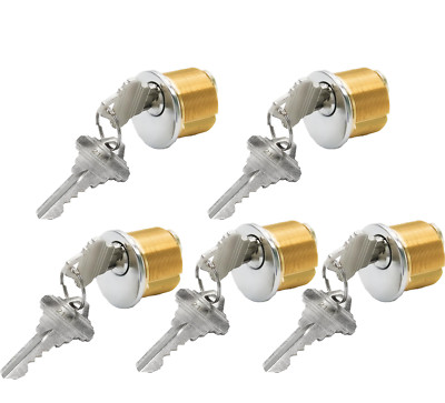 5X Mortise Lock SC Keyway Standard Lock Cylinders 1'' Adams Rite Type Brass