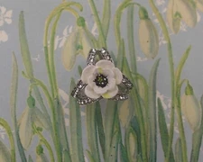 WHITE PEACE POPPY SCARF RING White Wedding Remembrance Scarf Ring HAND PAINTED