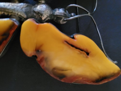 Very Rare Huge Russian Baltic Egg Yolk Amber BUTTERFLY Pin In Silver - Picture 17 of 20