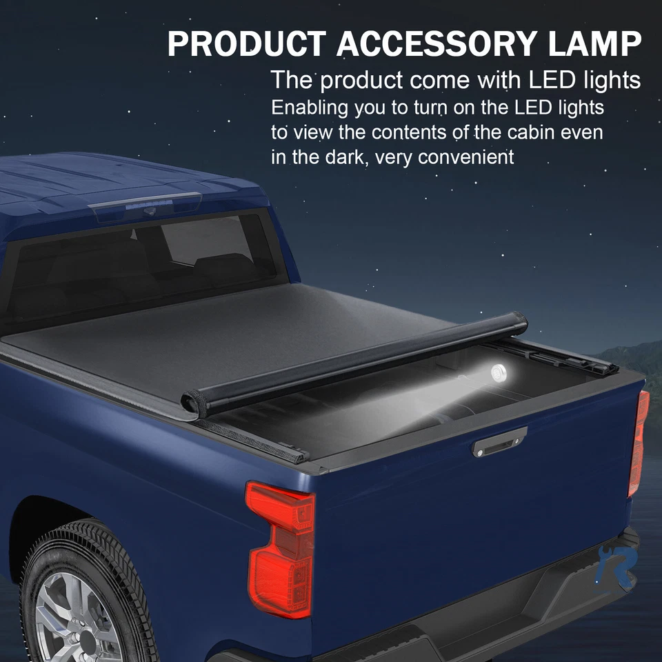 Cubierta Tonneau de cama enrollable suave 5,8 pies para Chevy Silverado/GMC Sierra 1500 07-24 Foto 4 de 4