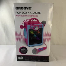 Karaoke Machine for Kids Pink with 2 Microphones Bluetooth AUX USB