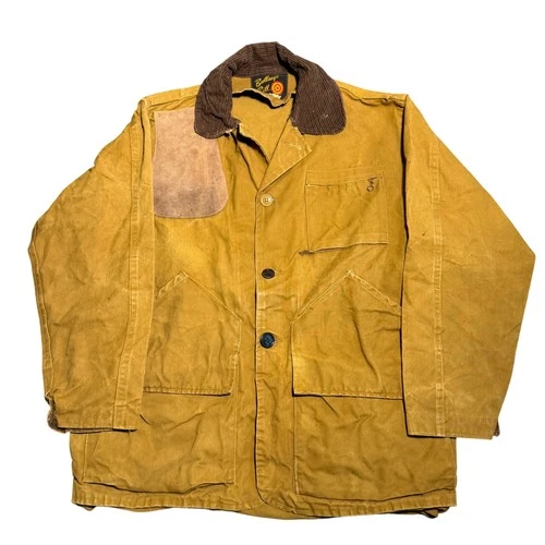 Vintage Bullseye Bill Canvas Hunting Jacket Mens Corduroy Collar Field Coat - product listing photo
