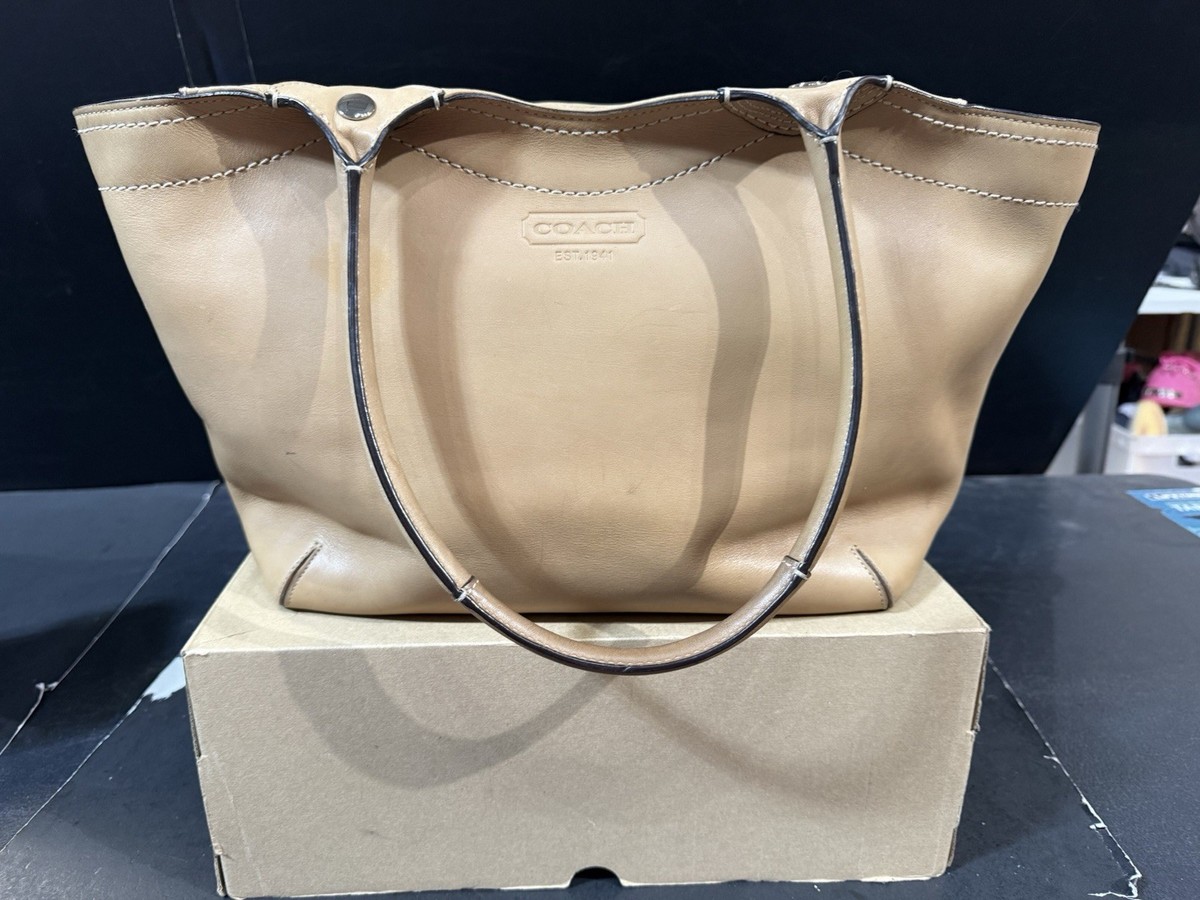 Coach Bleecker Legacy Black Leather Satchel Shoulder Bag Tote 