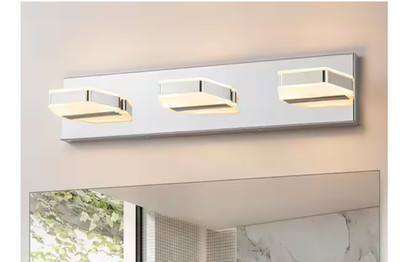 Rennnsan Celine Chrome 20.47 in. W 3-Light Modern Trapezoidal Dimmable LED
