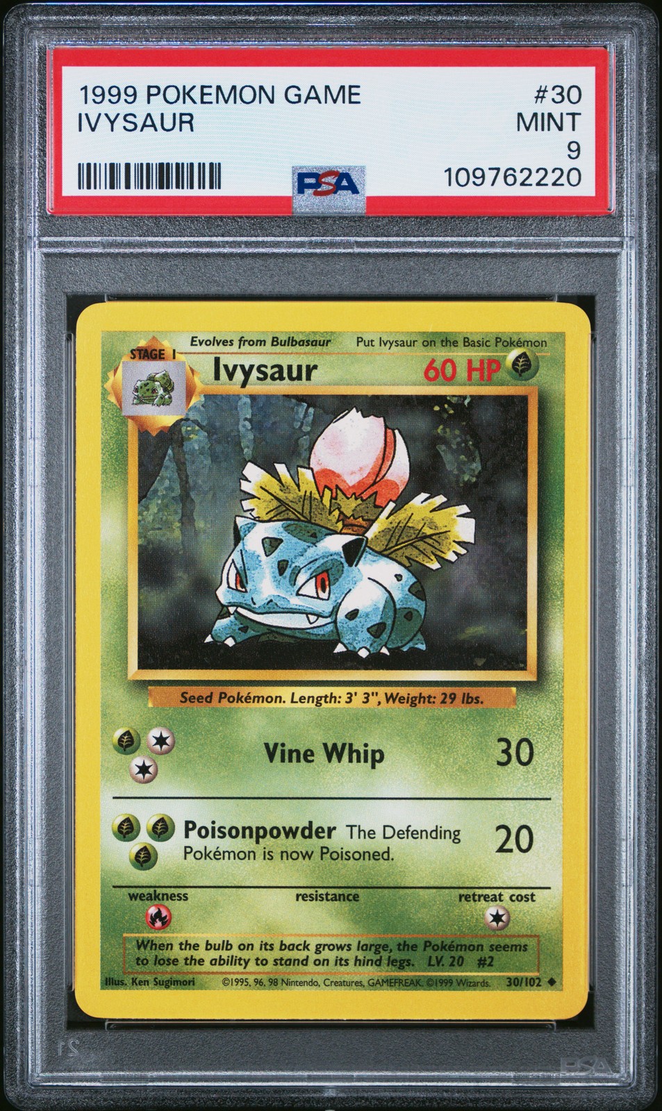 Ivysaur 1999 Pokemon Game #30 PSA 9 NEW SLAB