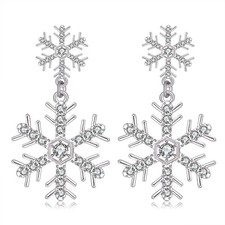 Christmas Snowflake Earrings for Women Winter Holiday Crystal Snowflake Drop Dan