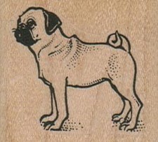 Pug Dog Standing 1 3/4 x 1 1/2" Mounted Rubber Stamp, Dog Stamp, Doggy Stamp
