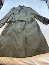 STANLEY BLACKER Vintage Green Trench Coat Size 44L Zip Out Lining Dbl Breasted