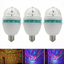 3pcs E27 3W Colorful Rotating Stage RGB LED Light Bulb Xmas Party Disco DJ Lamp