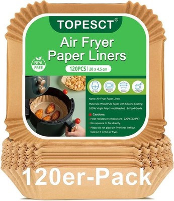 120er-Pack Airfryer Backpapier 20x20 cm für 4,5 8L XL/XXL Heißluftfritteuse