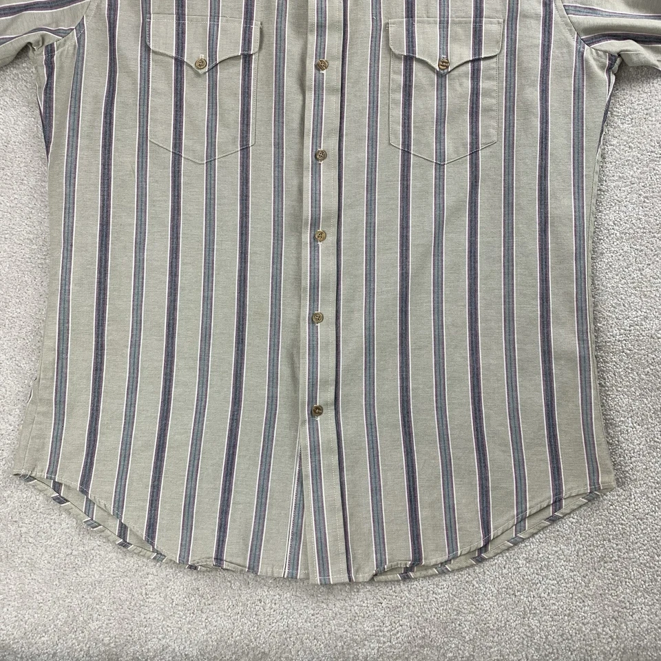 VTG Ruddock Bros Shirt X Long Tails Button Down Western Cowboy Striped Sz Large - Image 4 of 4