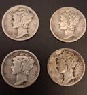 4 Different Circulated Silver Mercury Dimes From The 20's