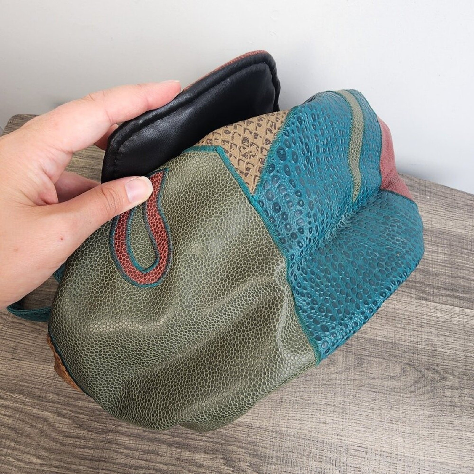 Unique Patchwork Leather Crossbody Bag Multicolor… - image 3