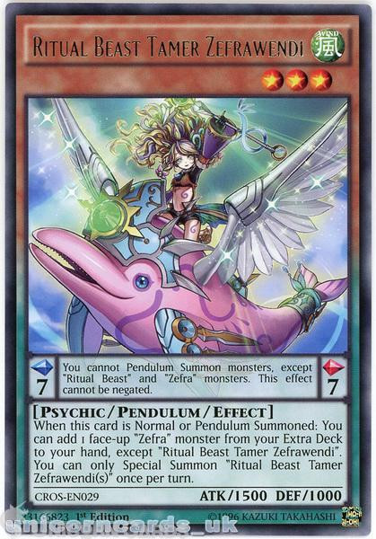 CROS-EN029 Ritual Beast Tamer Zefrawendi Rare 1st Edition Mint YuGiOh Card