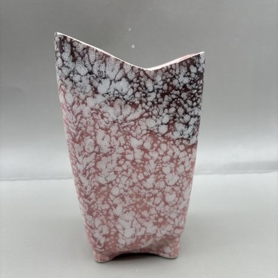 Mid Century Stanford Sebring Ohio Atomic Age Pottery Vase Pink, White, Brown