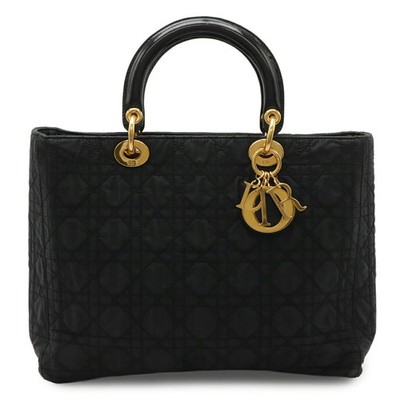 Christian Dior Lady Cannage Tote Bag in Black Nylon and Patent Christian Dior Lady Cannage Tote Bag in Black Nylon and Patent