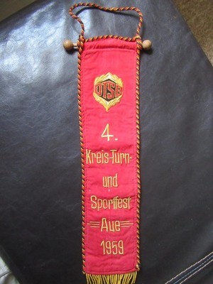 Wimpel,Banner,gestickt,Bergbau,Aue 4.Kreis-Turn und Sportfest 1959