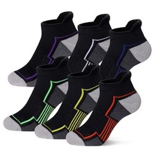 Kids Socks Boys Ankle Athletic Half Cushioned Low Cut 9-14 Years 6 Pairs Black