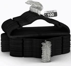 Non-Slip Velvet Clothes Hangers – 30/50/100/200 Pack, Black, Gray, Ivory