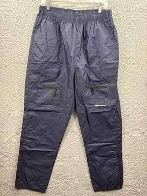 Vintage Reebok Pants Mens Large Blue Cargo Pocket Nylon Track Pant Ankle VTG Y2K