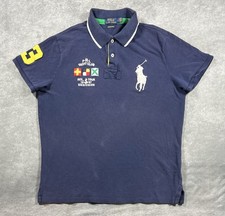 Polo Ralph Lauren Polo Shirt Sz L Blue Solid Big Pony Rugby Yacht Club Golf