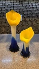 Hand Blown Vase Jack In The Pulpit Calla Lily Art Glass Murano Style Set of Two