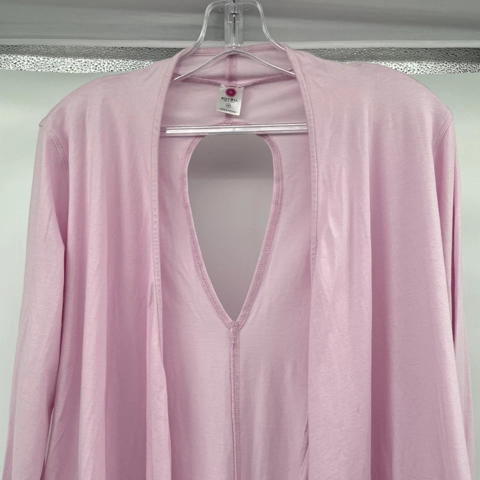 Cárdigan ligero Soybu para mujer recortado trasero manga larga rosa talla mediana Foto 2 de 4