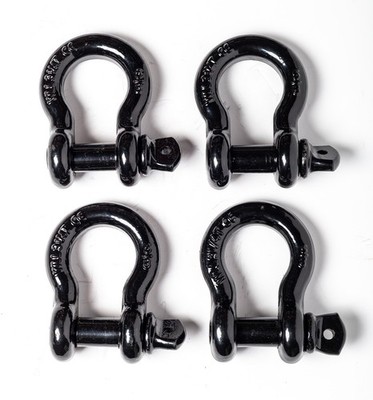 x4 OPEN BOX 5/8'' Black Bow Shackle D-Ring w 3/4'' Clevis Screw Pin WLL 7000lbs
