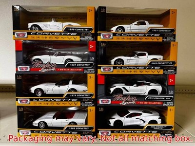 Motormax 1:24 Chevrolet Corvette Diecast White 60 Years History of