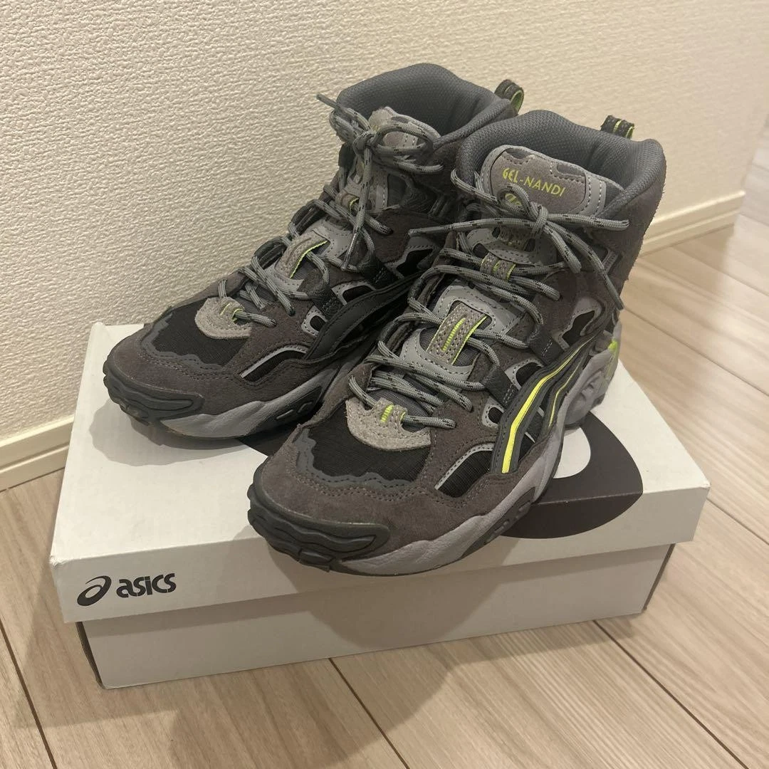 ASICS GEL NANDI HI Sneakers Uomo Grigio Giallo 7.5US Ottime Condizioni Usate