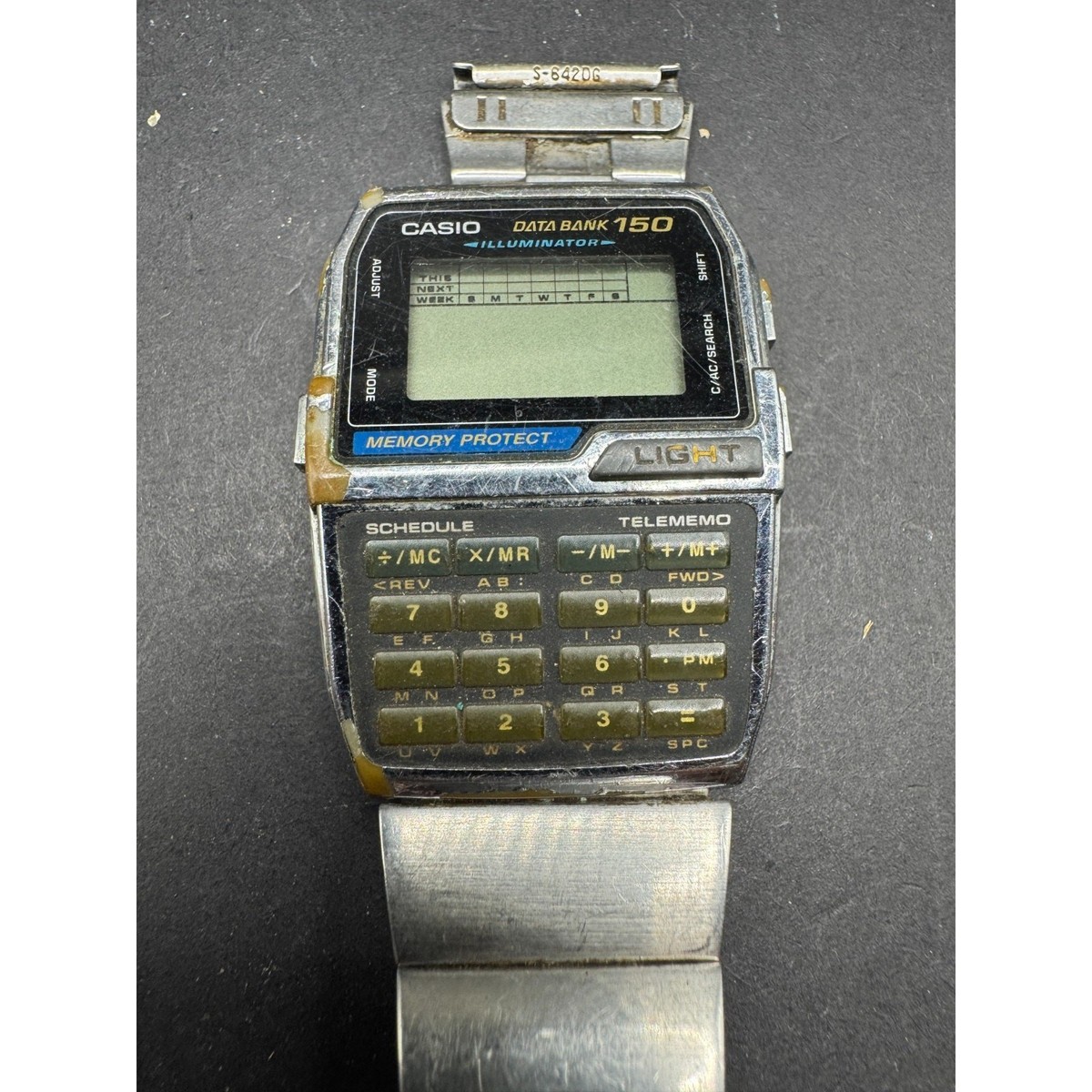 希少 美品DATABANK DBC-1500 CASIO 90s Vintage Vintage CASIO DBC-1500 Data Bank 150 Digital Calculator Wrist