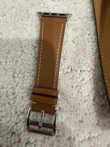 Bracelet de montre en cuir marron Apple - Double enveloppe neuf 38-40 mm - Photo 2 sur 4