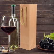 12 Pcs Kraft Paper Wine Bottle Gift Bags With Handle Bags 9.5 x 9 x 35 cm