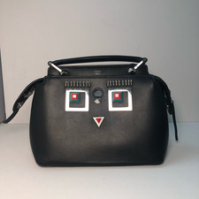 Fendi Black Leather Bag Little Monster Series 26/17/10cm 
