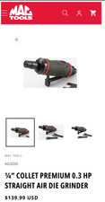 Mac Tools Ag325s  Collet Premium 0.3 Hp Straight Air Die Grinder