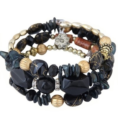 Boho Agate Beads Charms Bracelet Mulyer Irregular Bracelets for Women Vinta - 02