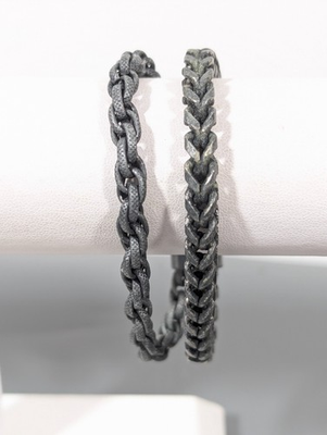 #ad Industrail Gray Metallic Double Chain Bracelet Chunky Wheat oval Links 6.5 in $14.24