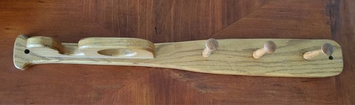 Wood Baseball Bat, Ball & Hat Wall Mount Display Rack Bat Shape Man Cave/Kids Rm