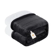 Heated Blanket Electric Throw Soft Flannel Sherpa, 6 Heat Levels Fa... Fast Ship