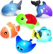 Light Up Bath Toys,No Hole Mold Free Baby Bath Toys,Ocean Animal Water-Activated